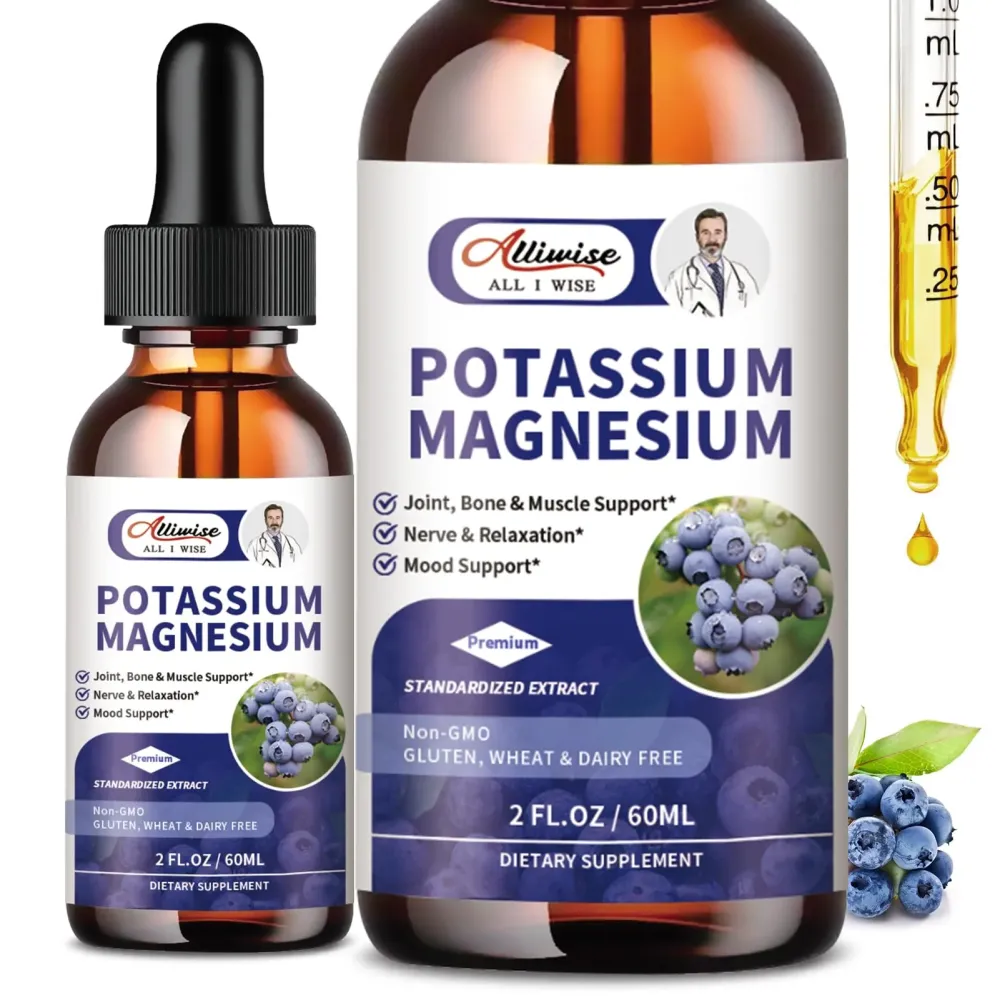 Alliwise 2 Pack Potassium Magnesium Supplement Liquid - High Absorption Calm Magnesium Complex & Potassium Plus Calcium, Vitamin D3, Zinc for Leg Cramps & Bone & Energy & Immune Support - 4 Fl oz Alliwise 2 Pack Potassium Magnesium Supplement Liquid - High Absorption Calm Magnesium Complex & Potassium Plus Calcium, Vitamin D3, Zinc for Leg Cramps & Bone & Energy & Immune Support - 4 Fl oz