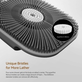 Silicone Body Scrubber for Men Women, Friendly Shower Body Scrubber for Sensitive Skin, Silicone Loofahfor Showering with Richer Foam Bristles and Anti-Slippery Handle, Gray Silicone Body Scrubber for Men Women, Friendly Shower Body Scrubber for Sensitive Skin, Silicone Loofahfor Showering with Richer Foam Bristles and Anti-Slippery Handle, Gray