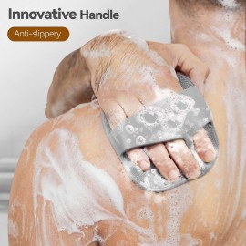 Silicone Body Scrubber for Men Women, Friendly Shower Body Scrubber for Sensitive Skin, Silicone Loofahfor Showering with Richer Foam Bristles and Anti-Slippery Handle, Gray Silicone Body Scrubber for Men Women, Friendly Shower Body Scrubber for Sensitive Skin, Silicone Loofahfor Showering with Richer Foam Bristles and Anti-Slippery Handle, Gray