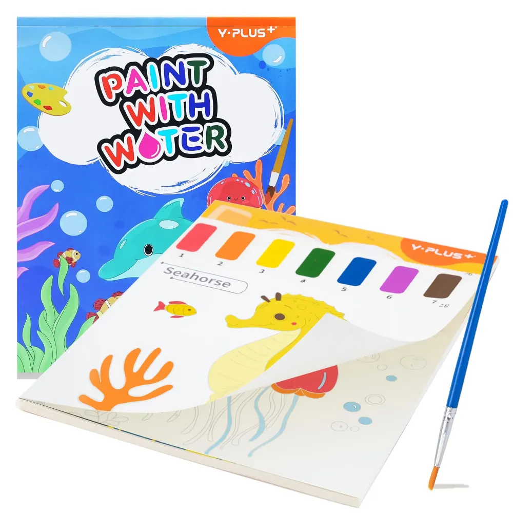 YPLUS Paint with Water Books for Toddlers, Watercolor Painting Paper for Kids Ages 1-3, 2-4, Art Craft Gift for Drawing with Brush - Sea YPLUS Paint with Water Books for Toddlers, Watercolor Painting Paper for Kids Ages 1-3, 2-4, Art Craft Gift for Drawing with Brush - Sea
