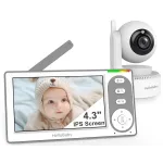 HelloBaby 4.3\'\' Video Baby Monitor with 30 Hours Battery, Remote Pan-Tilt-Zoom Baby Monitor No WiFi, Baby Monitor with Camera and Audio, Night Vision, ECO Mode, Two-way Talk, 8 Lullabies, 1000ft Range