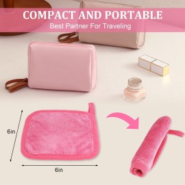 Puomue Makeup Remover Cloth 12 Pack, Ultra Soft and Reusable Microfiber Makeup Remover Towels for All Skin Types, Perfect Face Towels for Women, 6 Inch X 6 Inch, Multicolor