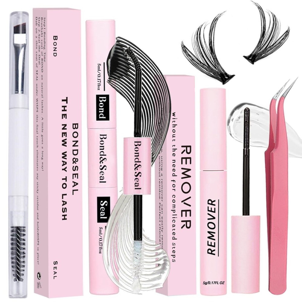 Lash Bond and Seal Kit 4 Pcs DIY Lash Extension with Waterproof Lashe Cluster Glue 72h Hold and Seal Lash Remover Tweezers Portable Eyelash Brush with Cap for Eyelash Extensions Beginners Lash Bond and Seal Kit 4 Pcs DIY Lash Extension with Waterproof Lashe Cluster Glue 72h Hold and Seal Lash Remover Tweezers Portable Eyelash Brush with Cap for Eyelash Extensions Beginners