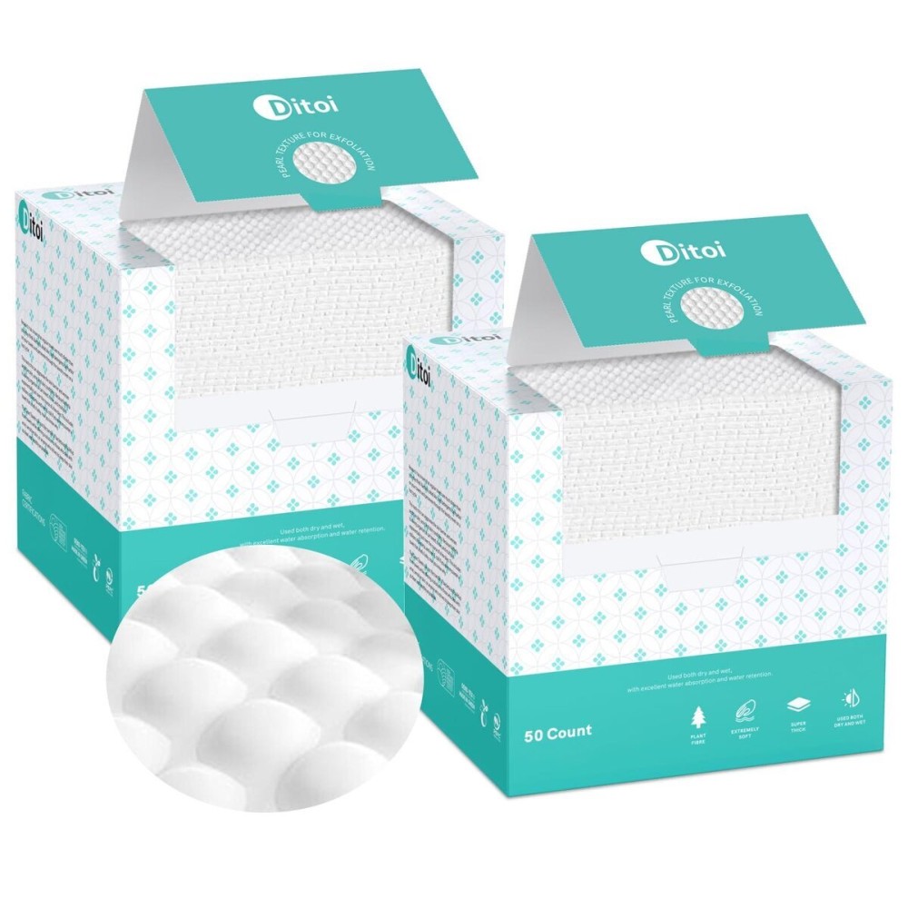 Ditoi Ultra Thick Disposable Face Towels, Face Towelettes XL, Lint- Free Facial Wipes for Makeup Removal & Gentle Skin Care,100 Count (2 Pack), 1012, Eco-Friendly Ditoi Ultra Thick Disposable Face Towels, Face Towelettes XL, Lint- Free Facial Wipes for Makeup Removal & Gentle Skin Care,100 Count (2 Pack), 1012, Eco-Friendly
