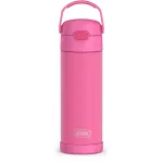 THERMOS FUNTAINER 16 Ounce Stainless Steel Vacuum Insulated Bottle with Wide Spout Lid, Neon Pink