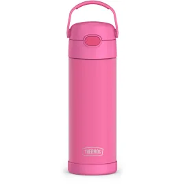 THERMOS FUNTAINER 16 Ounce Stainless Steel Vacuum Insulated Bottle with Wide Spout Lid, Neon Pink