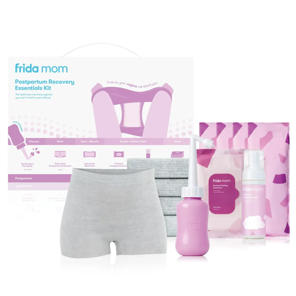 Frida Mom Postpartum Recovery Essentials Kit, Includes Disposable Underwear, Instant Ice Maxi Pads, Perineal Healing Foam, Perineal Healing Pad Liners and Upside Down Peri Bottle (11pc Gift Set) Frida Mom Postpartum Recovery Essentials Kit, Includes Disposable Underwear, Instant Ice Maxi Pads, Perineal Healing Foam, Perineal Healing Pad Liners and Upside Down Peri Bottle (11pc Gift Set)