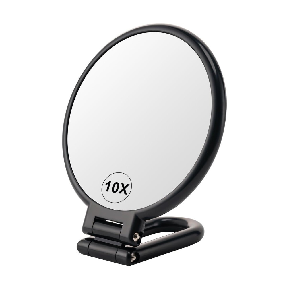 BOOMIBOO 1X/10X Magnifying Handheld Mirror Double Sided, Foldable Travel Makeup Mirror, Adjustable Rotation Pedestal Hand/Hanging/Desk Vanity Mirror-Black BOOMIBOO 1X/10X Magnifying Handheld Mirror Double Sided, Foldable Travel Makeup Mirror, Adjustable Rotation Pedestal Hand/Hanging/Desk Vanity Mirror-Black