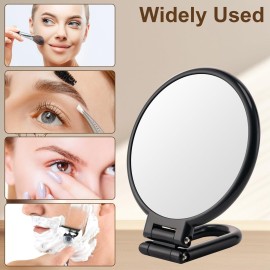 BOOMIBOO 1X/10X Magnifying Handheld Mirror Double Sided, Foldable Travel Makeup Mirror, Adjustable Rotation Pedestal Hand/Hanging/Desk Vanity Mirror-Black BOOMIBOO 1X/10X Magnifying Handheld Mirror Double Sided, Foldable Travel Makeup Mirror, Adjustable Rotation Pedestal Hand/Hanging/Desk Vanity Mirror-Black
