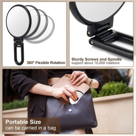 BOOMIBOO 1X/10X Magnifying Handheld Mirror Double Sided, Foldable Travel Makeup Mirror, Adjustable Rotation Pedestal Hand/Hanging/Desk Vanity Mirror-Black BOOMIBOO 1X/10X Magnifying Handheld Mirror Double Sided, Foldable Travel Makeup Mirror, Adjustable Rotation Pedestal Hand/Hanging/Desk Vanity Mirror-Black