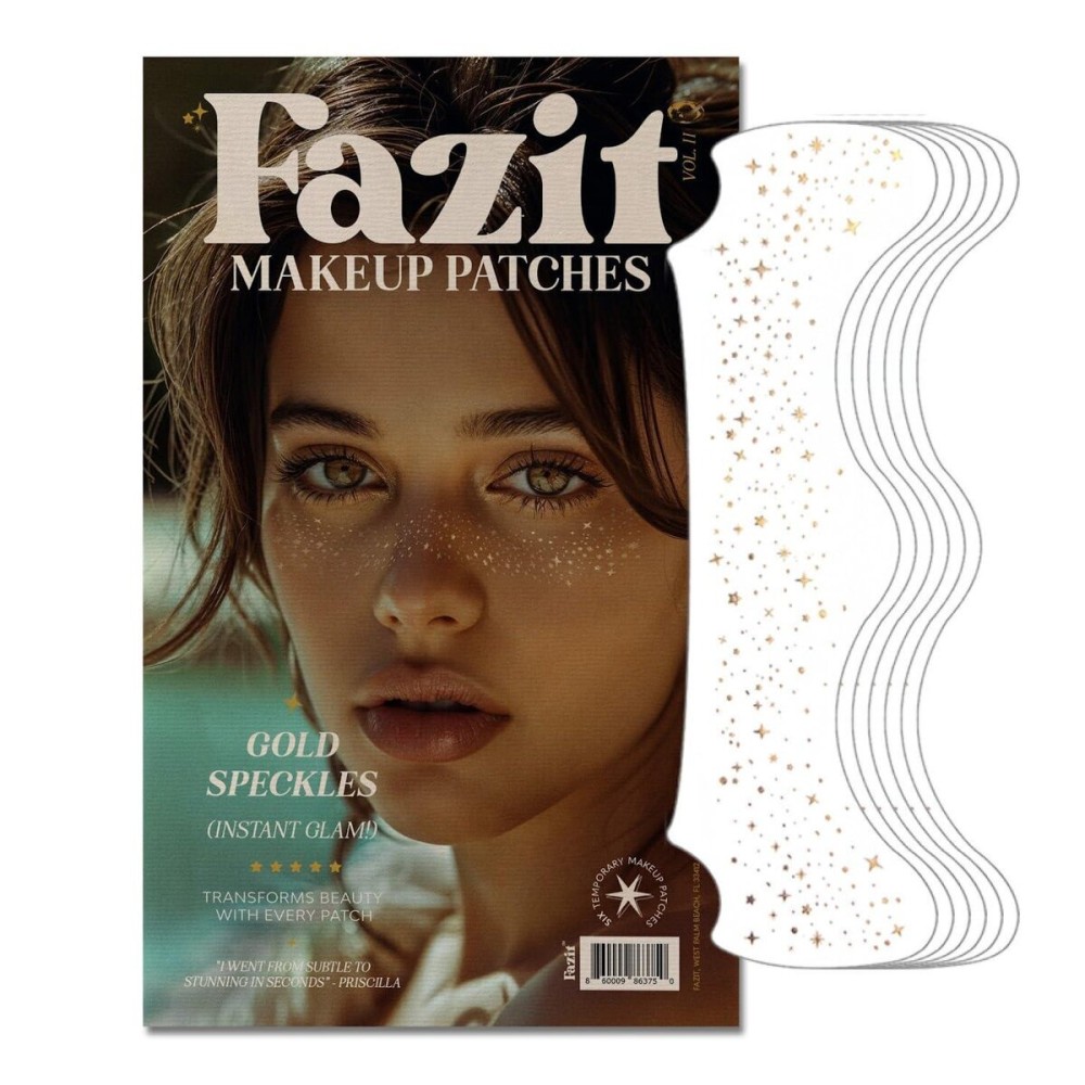 Fazit Makeup Patches - Gold - Face Glitter Makeup Speckles - Glow Up Makeup Patches - Face Glitter Speckles Patches - Cute Glitter Makeup Accessories for Women - Cosmetic Glitter for Face - 6 Count Fazit Makeup Patches - Gold - Face Glitter Makeup Speckles - Glow Up Makeup Patches - Face Glitter Speckles Patches - Cute Glitter Makeup Accessories for Women - Cosmetic Glitter for Face - 6 Count