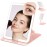 Mocado Travel Makeup Mirror with Light, Tripple Folding Vanity Mirror with Lights, 3 Colors Lighted Makeup Mirror, 1500mAh Rechargeable, Memory Function, Freely Adjust Height and Angle(Pink)