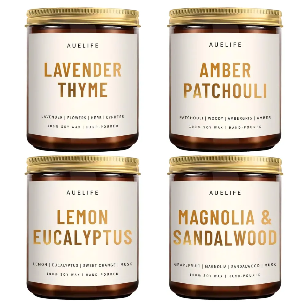 4 Pack Scented Candles Set | Scented Candles for Home, Candle Gifts for Women Men, Soy Candle for Home, Aromatherapy Gift of Amber Patchouli/Lemon Eucalyptus/Lavender/Sandalwood 4 Pack Scented Candles Set | Scented Candles for Home, Candle Gifts for Women Men, Soy Candle for Home, Aromatherapy Gift of Amber Patchouli/Lemon Eucalyptus/Lavender/Sandalwood