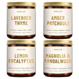 4 Pack Scented Candles Set | Scented Candles for Home, Candle Gifts for Women Men, Soy Candle for Home, Aromatherapy Gift of Amber Patchouli/Lemon Eucalyptus/Lavender/Sandalwood