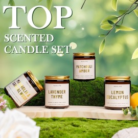 4 Pack Scented Candles Set | Scented Candles for Home, Candle Gifts for Women Men, Soy Candle for Home, Aromatherapy Gift of Amber Patchouli/Lemon Eucalyptus/Lavender/Sandalwood 4 Pack Scented Candles Set | Scented Candles for Home, Candle Gifts for Women Men, Soy Candle for Home, Aromatherapy Gift of Amber Patchouli/Lemon Eucalyptus/Lavender/Sandalwood