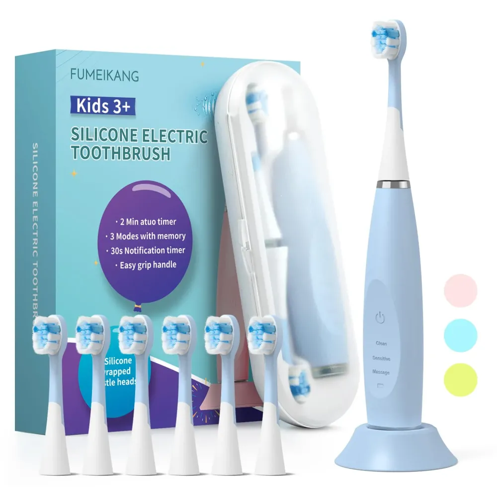 FUMEIKANG Kids Electric Toothbrushes Sonic Rechargeable Tooth Brush Gifts for Boys and Girls Smart Timer Power Toothbrush - Blue 3 4 5 6 7 8 9 10 11 12 (Blue) FUMEIKANG Kids Electric Toothbrushes Sonic Rechargeable Tooth Brush Gifts for Boys and Girls Smart Timer Power Toothbrush - Blue 3 4 5 6 7 8 9 10 11 12 (Blue)