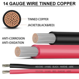 14 Gauge Marine Wire 14 AWG Marine Grade Wire Include 14 Gauge 30FT Red & 30FT Black,14AWG Oxygen-Free Tinned Copper Electrical Cable for Automotive Boat Lighting Outdoor RV Camper Trailer 14 Gauge Marine Wire 14 AWG Marine Grade Wire Include 14 Gauge 30FT Red & 30FT Black,14AWG Oxygen-Free Tinned Copper Electrical Cable for Automotive Boat Lighting Outdoor RV Camper Trailer