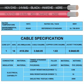14 Gauge Marine Wire 14 AWG Marine Grade Wire Include 14 Gauge 30FT Red & 30FT Black,14AWG Oxygen-Free Tinned Copper Electrical Cable for Automotive Boat Lighting Outdoor RV Camper Trailer 14 Gauge Marine Wire 14 AWG Marine Grade Wire Include 14 Gauge 30FT Red & 30FT Black,14AWG Oxygen-Free Tinned Copper Electrical Cable for Automotive Boat Lighting Outdoor RV Camper Trailer