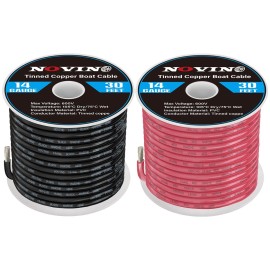 14 Gauge Marine Wire 14 AWG Marine Grade Wire Include 14 Gauge 30FT Red & 30FT Black,14AWG Oxygen-Free Tinned Copper Electrical Cable for Automotive Boat Lighting Outdoor RV Camper Trailer 14 Gauge Marine Wire 14 AWG Marine Grade Wire Include 14 Gauge 30FT Red & 30FT Black,14AWG Oxygen-Free Tinned Copper Electrical Cable for Automotive Boat Lighting Outdoor RV Camper Trailer