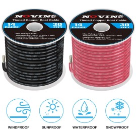 14 Gauge Marine Wire 14 AWG Marine Grade Wire Include 14 Gauge 30FT Red & 30FT Black,14AWG Oxygen-Free Tinned Copper Electrical Cable for Automotive Boat Lighting Outdoor RV Camper Trailer 14 Gauge Marine Wire 14 AWG Marine Grade Wire Include 14 Gauge 30FT Red & 30FT Black,14AWG Oxygen-Free Tinned Copper Electrical Cable for Automotive Boat Lighting Outdoor RV Camper Trailer