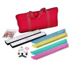 usamjtable 166 Tiles American Mahjong Set in Red Soft Light Weight Bag, 4 Color All in One Pushers Racks Western Mahjongg