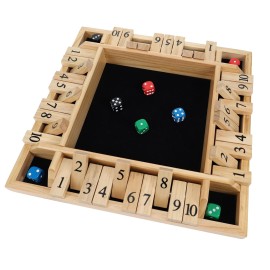 Pacific Shore Games Shut The Box Game 4 Player, Natural Wood, Dice Games, Wooden Board Games for Adults, 10 Number Tiles, 12 inch Board