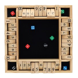 Pacific Shore Games Shut The Box Game 4 Player, Natural Wood, Dice Games, Wooden Board Games for Adults, 10 Number Tiles, 12 inch Board Pacific Shore Games Shut The Box Game 4 Player, Natural Wood, Dice Games, Wooden Board Games for Adults, 10 Number Tiles, 12 inch Board