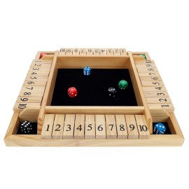 Pacific Shore Games Shut The Box Game 4 Player, Natural Wood, Dice Games, Wooden Board Games for Adults, 10 Number Tiles, 12 inch Board Pacific Shore Games Shut The Box Game 4 Player, Natural Wood, Dice Games, Wooden Board Games for Adults, 10 Number Tiles, 12 inch Board