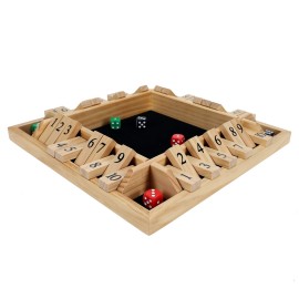Pacific Shore Games Shut The Box Game 4 Player, Natural Wood, Dice Games, Wooden Board Games for Adults, 10 Number Tiles, 12 inch Board Pacific Shore Games Shut The Box Game 4 Player, Natural Wood, Dice Games, Wooden Board Games for Adults, 10 Number Tiles, 12 inch Board