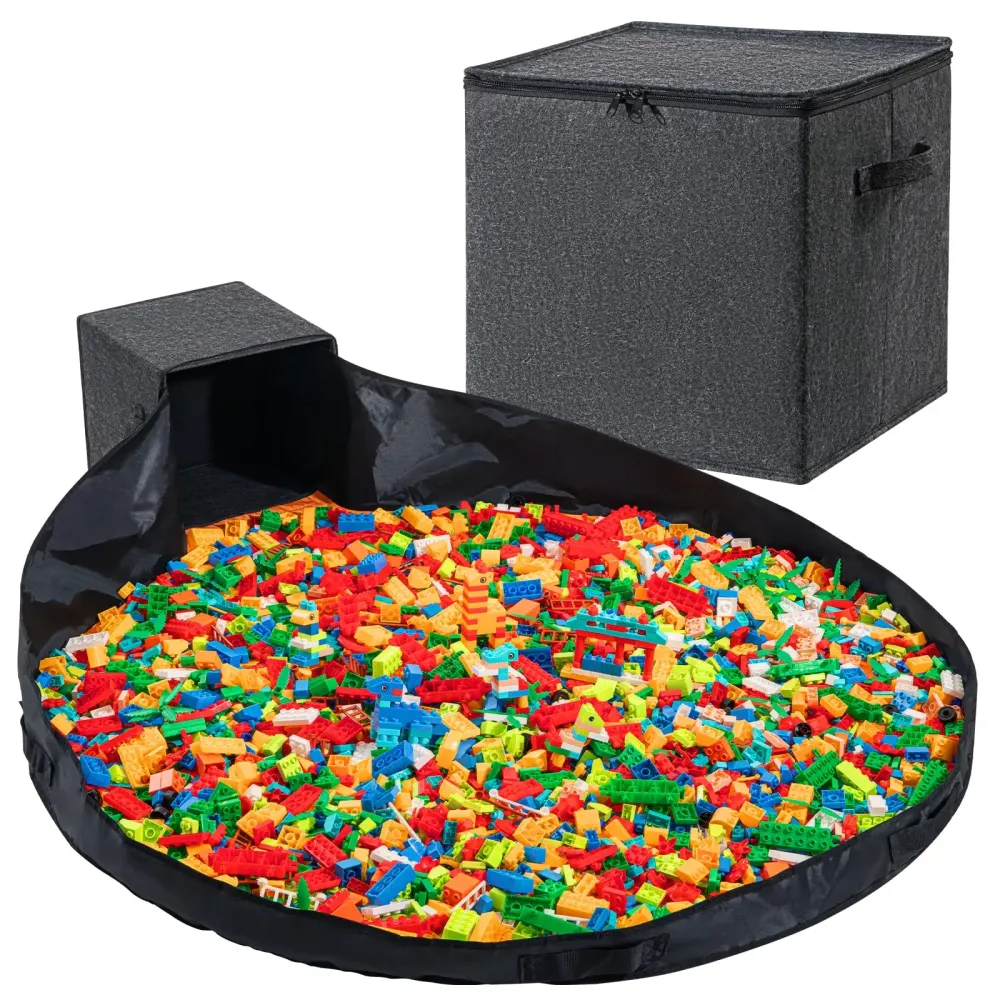 AINIYNM Toy Storage Organizer and Play Mat 13 Basket for Building Bricks Collapsible Storage Box for Kids Nonwoven Fabric Organizer Cube Bin