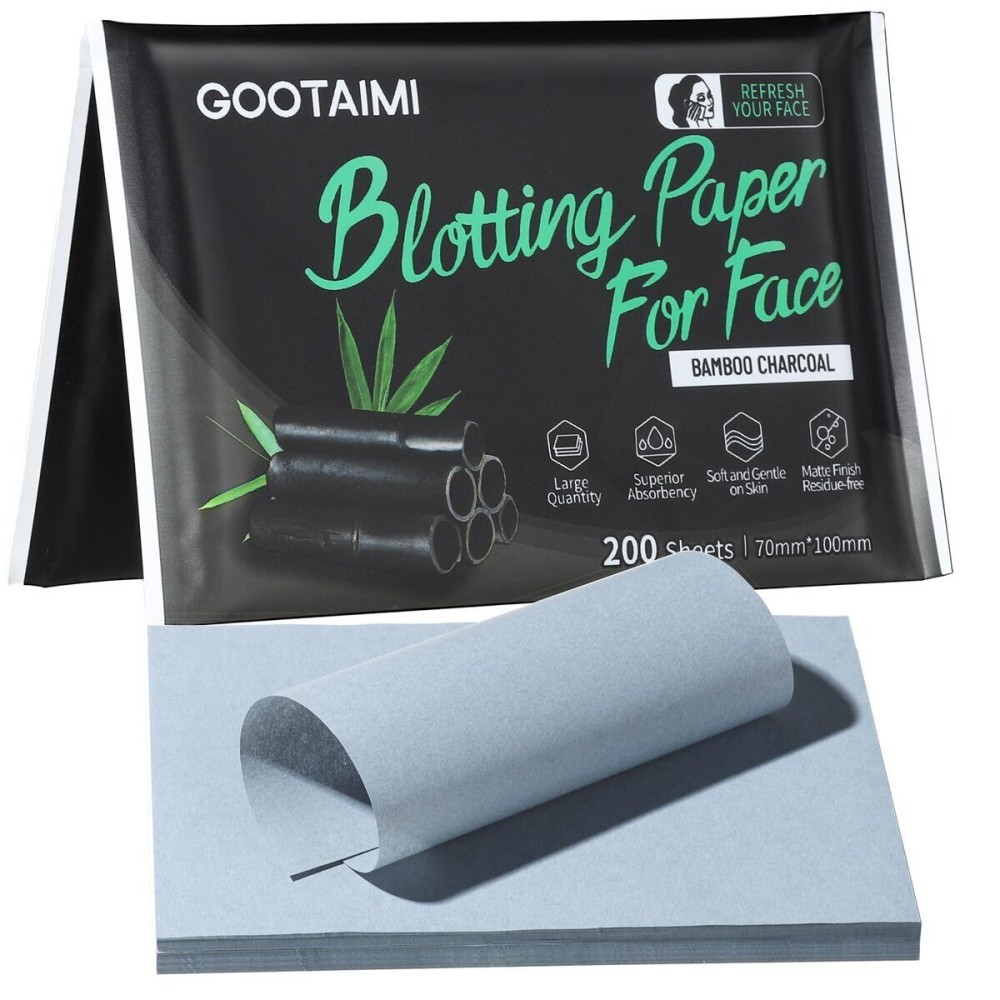 Gootaimi Blotting Paper for Oily Skin, Natural Bamboo Charcoal Blotting Paper, Oil Blotting Sheets for Face, 100 * 70MM Large Oil Absorbing Sheets Makeup Face Tissues, 200 Counts Gootaimi Blotting Paper for Oily Skin, Natural Bamboo Charcoal Blotting Paper, Oil Blotting Sheets for Face, 100 * 70MM Large Oil Absorbing Sheets Makeup Face Tissues, 200 Counts