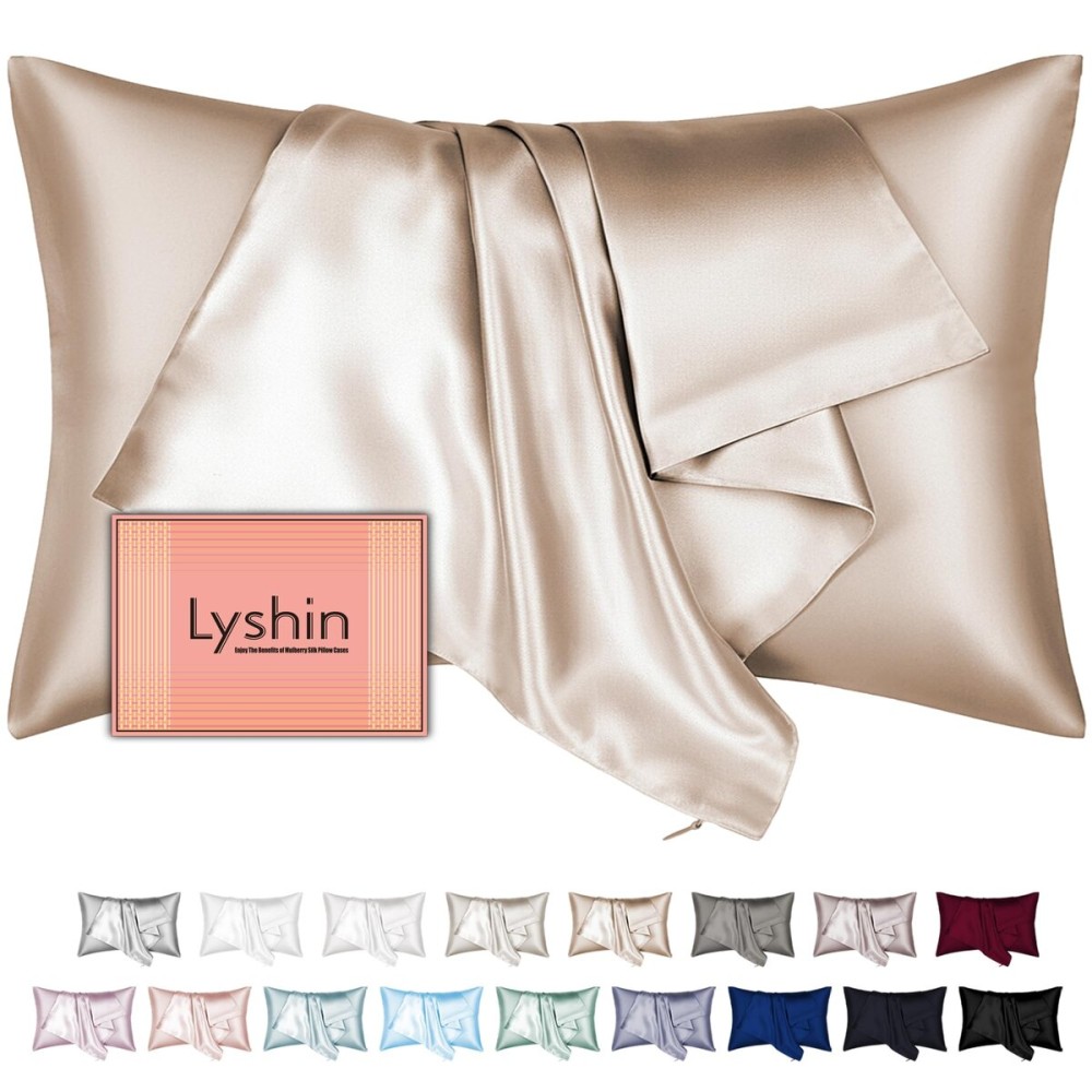 Mulberry Silk Pillow Cases Standard Size with Hidden Zipper, Ultra Smooth and Soft Breathable Cooling Silk Satin Pillowcase for Hair and Skin, Gifts for Women Men (Champagne, 20x26 Inches, 1 Pack) Mulberry Silk Pillow Cases Standard Size with Hidden Zipper, Ultra Smooth and Soft Breathable Cooling Silk Satin Pillowcase for Hair and Skin, Gifts for Women Men (Champagne, 20x26 Inches, 1 Pack)
