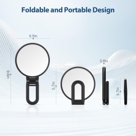 B Beauty Planet 30X Magnifying Mirror, Hand Mirror with Handle, Double Sided Hand Mirror with 30X/1X Magnification, Essential Travel Mirror, Portable Foldable Makeup Mirror for Precision Makeup Black