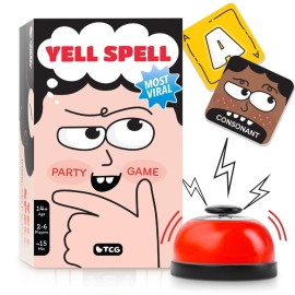 Yell Spell Word Game, Race to Ring The Bell in Fast Competitive Letter game with engaging wordplay. Card Games for Game Nights, Easy to learn Teen Party Games & Adults Board games for 2 - 6 Players