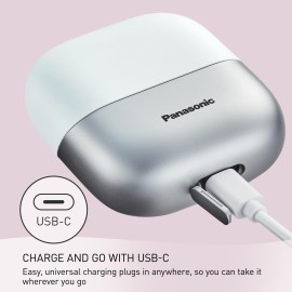 Panasonic Swipe Right Travel Shaver for Women, Portable Electric Razor with USB-C Charging, 3-Blade Cutting System for Dry or Wet Use - ES-CM3A-W