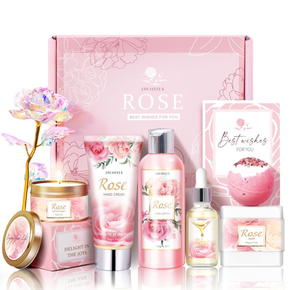 Gifts for Women, Happy Birthday Gifts for Women, Mothers Day Bath and Body Gifts for Woman with Unique Rose Self Care Gift, Home Spa Gift Basket for Mom, Girlfriend, Sister, Female Friends, Coworker Gifts for Women, Happy Birthday Gifts for Women, Mothers Day Bath and Body Gifts for Woman with Unique Rose Self Care Gift, Home Spa Gift Basket for Mom, Girlfriend, Sister, Female Friends, Coworker