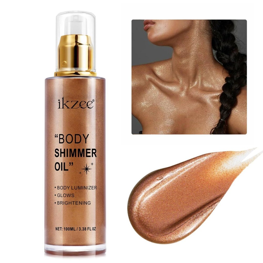 Shimmer Oil 100ml, Moisturizing Long Lasting Body Luminizer Face Brighten, Waterproof Liquid Illuminator Glow, Glitter Oil Highlighter Summer Glowing Makeup (03 Bronze Gold) Shimmer Oil 100ml, Moisturizing Long Lasting Body Luminizer Face Brighten, Waterproof Liquid Illuminator Glow, Glitter Oil Highlighter Summer Glowing Makeup (03 Bronze Gold)