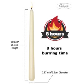 Ivory Taper Candles, 10 Inch Set of 4, Unscented, Dripless, Smokeless, 8 Hours Long Burning, Hand Poured Tall Tapered Candlesticks Wedding Advent Home Decor Dinner Ivory Taper Candles, 10 Inch Set of 4, Unscented, Dripless, Smokeless, 8 Hours Long Burning, Hand Poured Tall Tapered Candlesticks Wedding Advent Home Decor Dinner