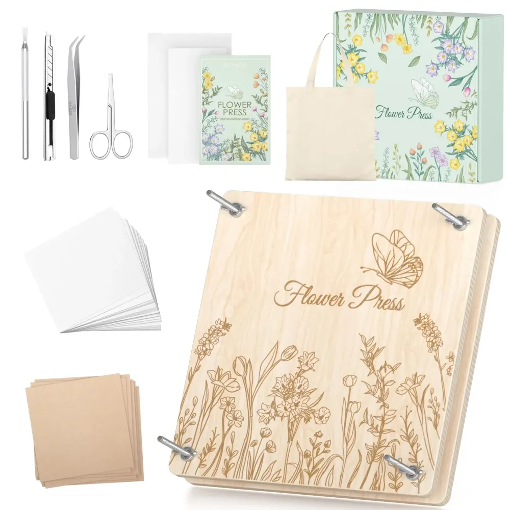 Wakhow Flower Press Kit, 11.02 x 11.02 Large Wooden Flower Pressing for Adults & Kids, Bouquet Preservation Craft Kit, DIY Flowers Drying Art, Ideal Gift for Arts and Crafts Lovers Wakhow Flower Press Kit, 11.02 x 11.02 Large Wooden Flower Pressing for Adults & Kids, Bouquet Preservation Craft Kit, DIY Flowers Drying Art, Ideal Gift for Arts and Crafts Lovers