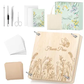 Wakhow Flower Press Kit, 11.02 x 11.02 Large Wooden Flower Pressing for Adults & Kids, Bouquet Preservation Craft Kit, DIY Flowers Drying Art, Ideal Gift for Arts and Crafts Lovers