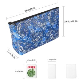 GUSTARIA Mini Mahjong Set, American Mahjong Game Set with 166 White Tiles (0.8), 4 Racks & Thickened Blue Printed Bag, Portable Travel Mahjong Tiles Set GUSTARIA Mini Mahjong Set, American Mahjong Game Set with 166 White Tiles (0.8), 4 Racks & Thickened Blue Printed Bag, Portable Travel Mahjong Tiles Set