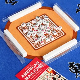 GUSTARIA Mini Mahjong Set, American Mahjong Game Set with 166 White Tiles (0.8), 4 Racks & Thickened Blue Printed Bag, Portable Travel Mahjong Tiles Set GUSTARIA Mini Mahjong Set, American Mahjong Game Set with 166 White Tiles (0.8), 4 Racks & Thickened Blue Printed Bag, Portable Travel Mahjong Tiles Set