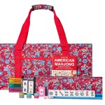 Jongyance American Mahjong Set, Mahjong Tiles Set, Red Bag, 166 White Tiles, 4 All-in-One Rack/Pushers (Ma Jong, Mah-Jongg, Majiang)