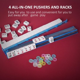 Jongyance American Mahjong Set, Mahjong Tiles Set, Red Bag, 166 White Tiles, 4 All-in-One Rack/Pushers (Ma Jong, Mah-Jongg, Majiang) Jongyance American Mahjong Set, Mahjong Tiles Set, Red Bag, 166 White Tiles, 4 All-in-One Rack/Pushers (Ma Jong, Mah-Jongg, Majiang)