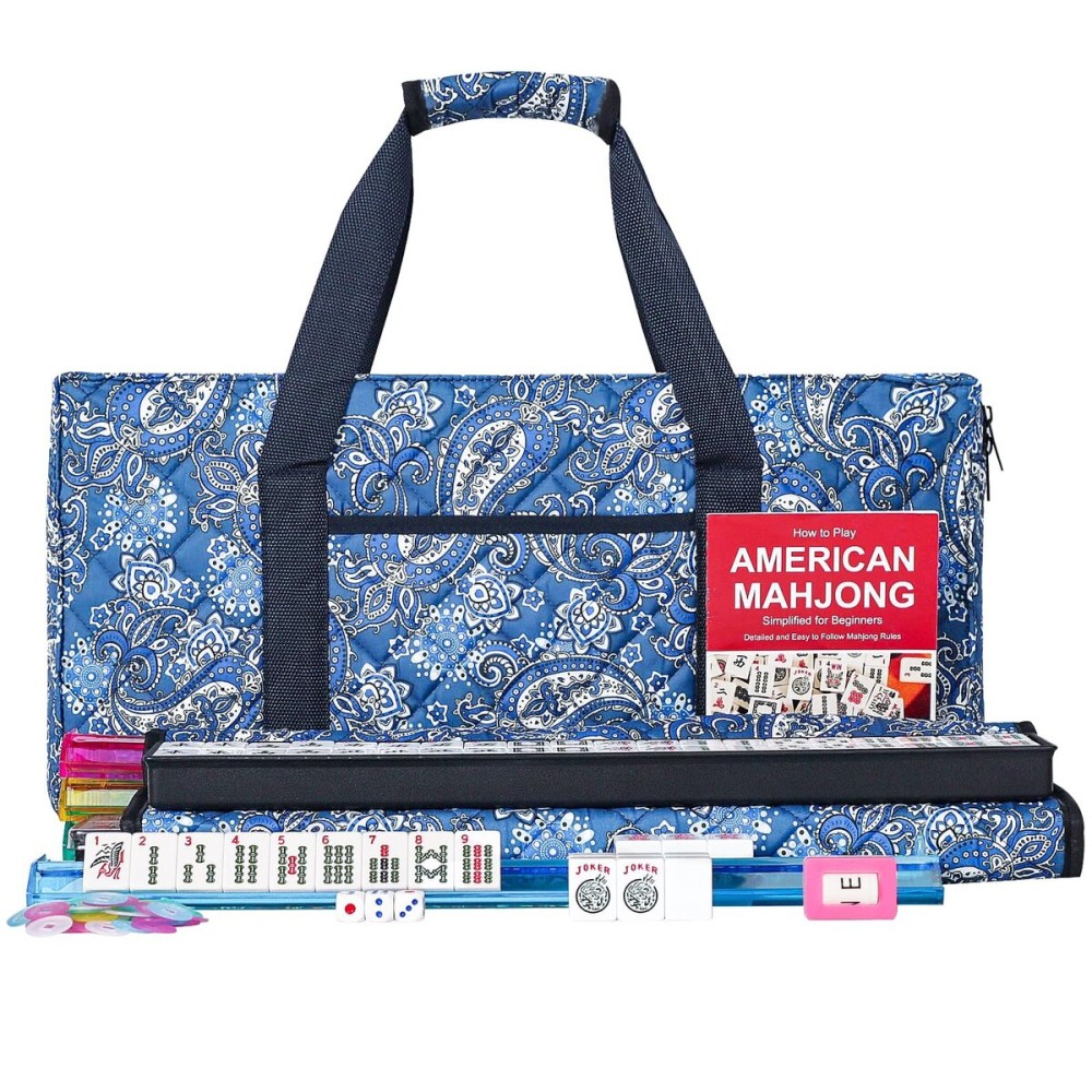 ZGME American Mahjong Set,166 Premium White Tiles with Soft Bag and Accessories,4 All-in-One Mahjong Racks with Pushers,Complete Western Mah Jongg,Mah-Jongg,Ma Jong Set ZGME American Mahjong Set,166 Premium White Tiles with Soft Bag and Accessories,4 All-in-One Mahjong Racks with Pushers,Complete Western Mah Jongg,Mah-Jongg,Ma Jong Set