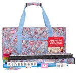 ZGME American Mahjong Set,166 White Tiles with Printed Rectangular Bag and Accessories,4 All-in-One Mahjong Racks with Pushers,Complete Western Mahjong Set