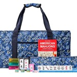 Jongyance American Mahjong Set with Blue Carrying Bag, 166 White Tiles, 4 All-in-One Rack/Pushers, Mahjong Tiles Set (Ma Jong, Mah-Jongg, Majiang)