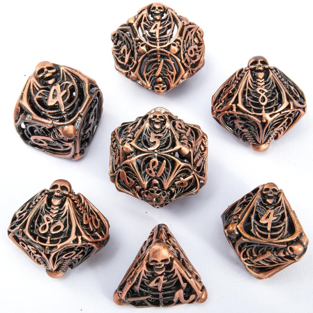 Metal Skull Dice Set Hollow Multi-Sided Dungeons & Dragons Dice 7CPS Role-Playing Dice Set with Flannel Bag Suitable for D&D Board Game Cards(Antique red Copper) Metal Skull Dice Set Hollow Multi-Sided Dungeons & Dragons Dice 7CPS Role-Playing Dice Set with Flannel Bag Suitable for D&D Board Game Cards(Antique red Copper)