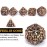 Metal Skull Dice Set Hollow Multi-Sided Dungeons & Dragons Dice 7CPS Role-Playing Dice Set with Flannel Bag Suitable for D&D Board Game Cards(Antique red Copper)