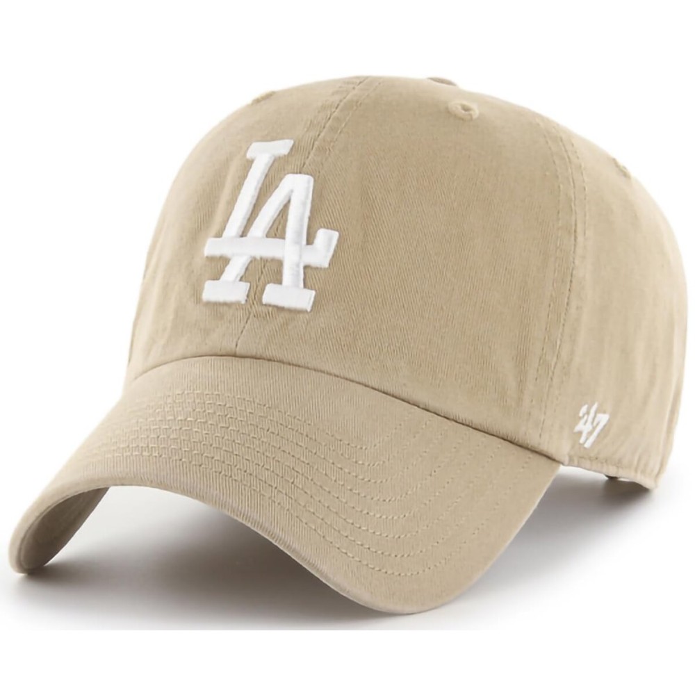 47 Brand MLB Khaki White Primary Logo Clean Up Adjustable Strap Baseball Dad Hat Cap, Adult One Size Fits All - Los Angeles Dodgers - Khaki White 47 Brand MLB Khaki White Primary Logo Clean Up Adjustable Strap Baseball Dad Hat Cap, Adult One Size Fits All - Los Angeles Dodgers - Khaki White